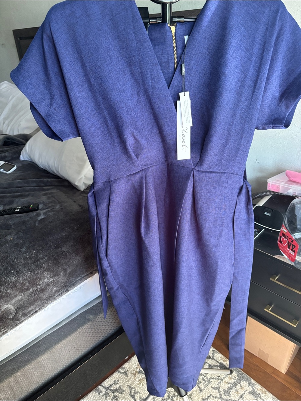 Closet Indigo Wrap-Style Midi Dress